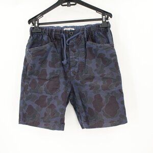 Alex Mill Shorts Mens Small Drawstring Tropical Camo 7.5" Blue Black Button Fly